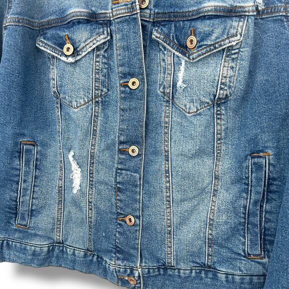 NEW Regeneration Jean Jacket Medium Oversized Boxy Fit Distressed Denim Coat - Picture 3 of 7